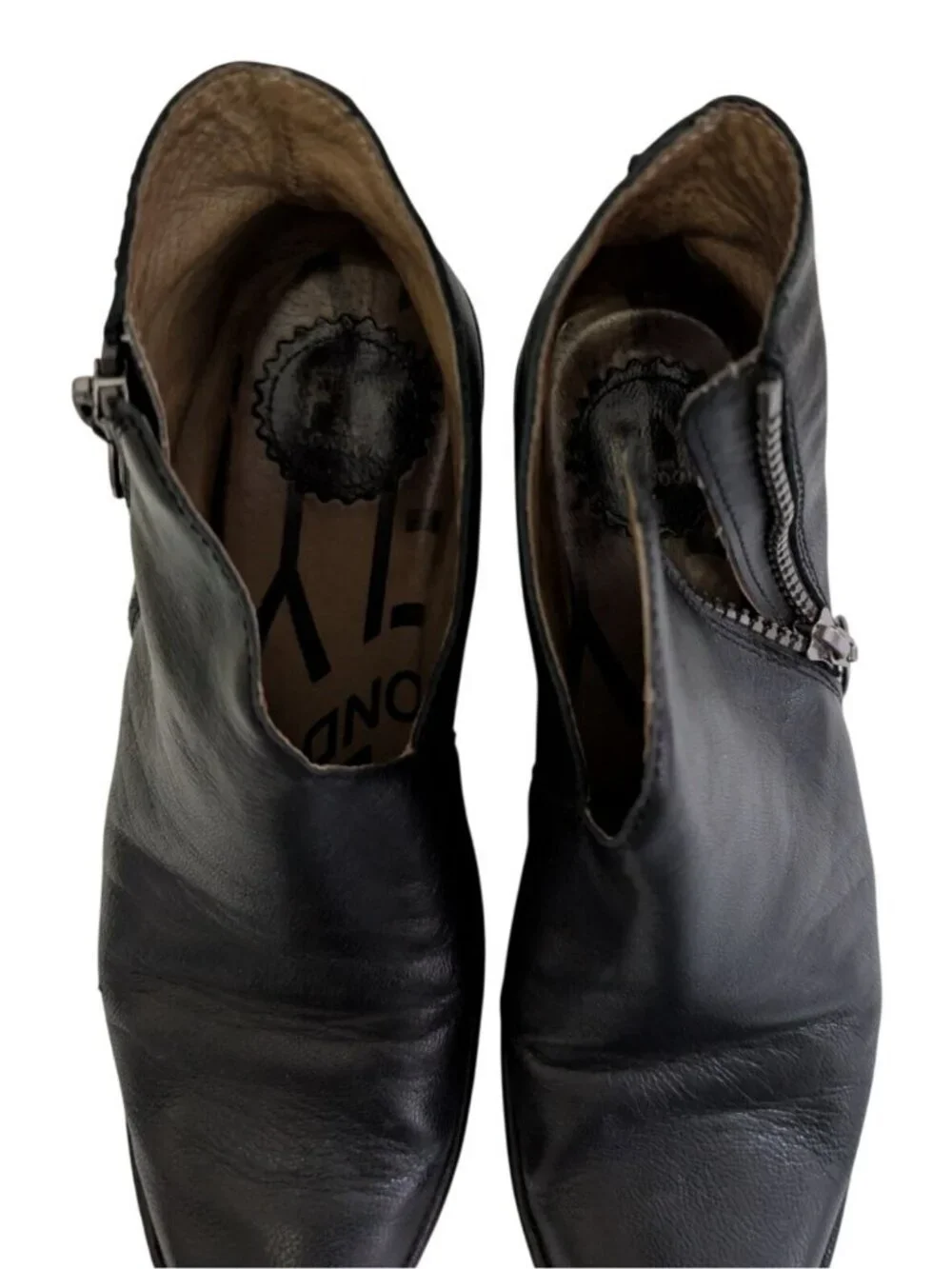 Fly London Poro Y2K Black Leather Wedge Zip Ankle Boots Booties Size 38 US 7.5